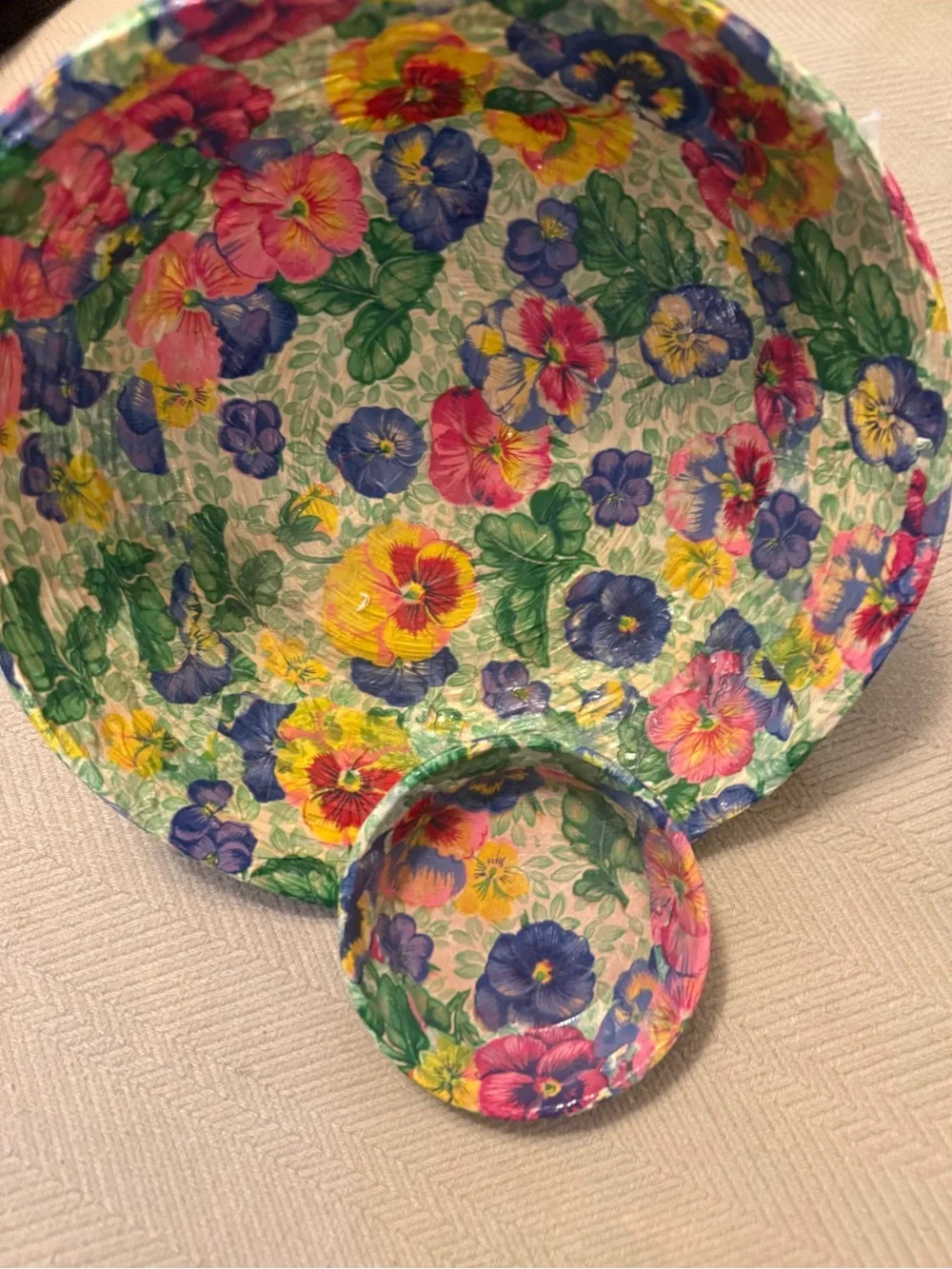 Original Use Floral Pansy Pattern Decorative Bowls in Pink, Yellow, Blue, Green